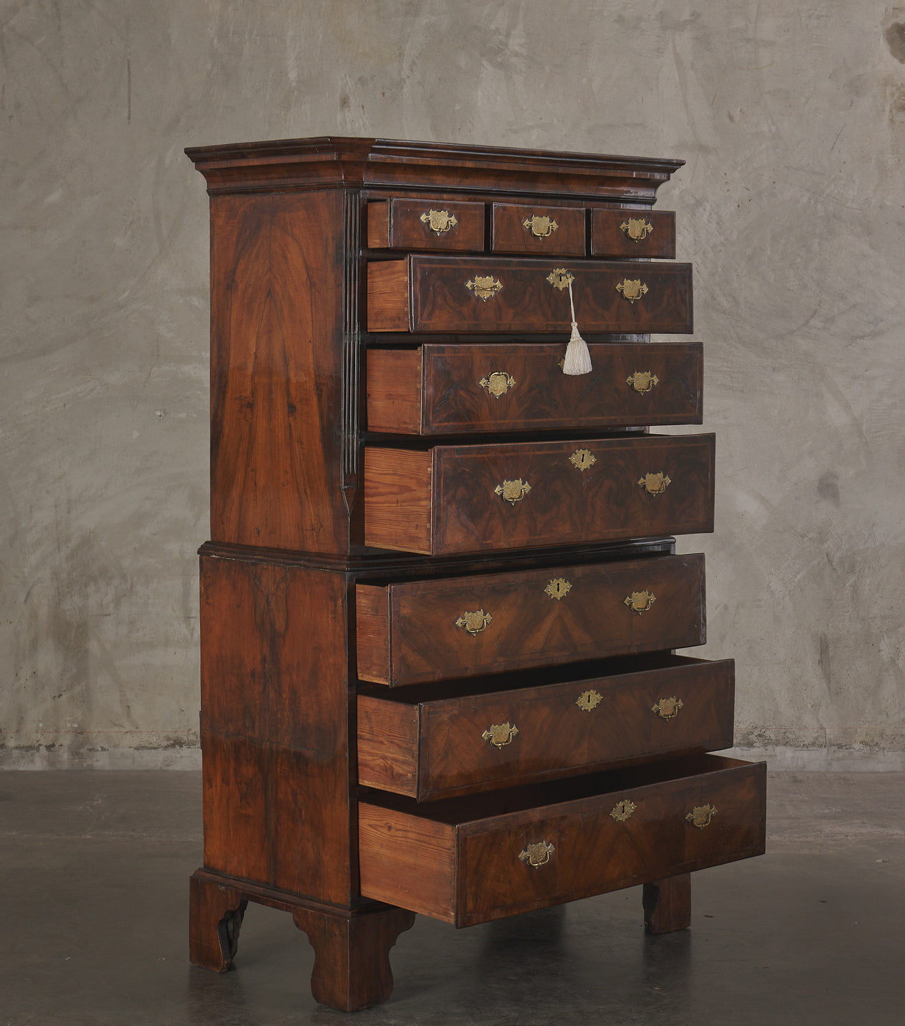 GEORGE III, WALNUT CHEST ON CHEST, ENGLAND, LATE 18TH C