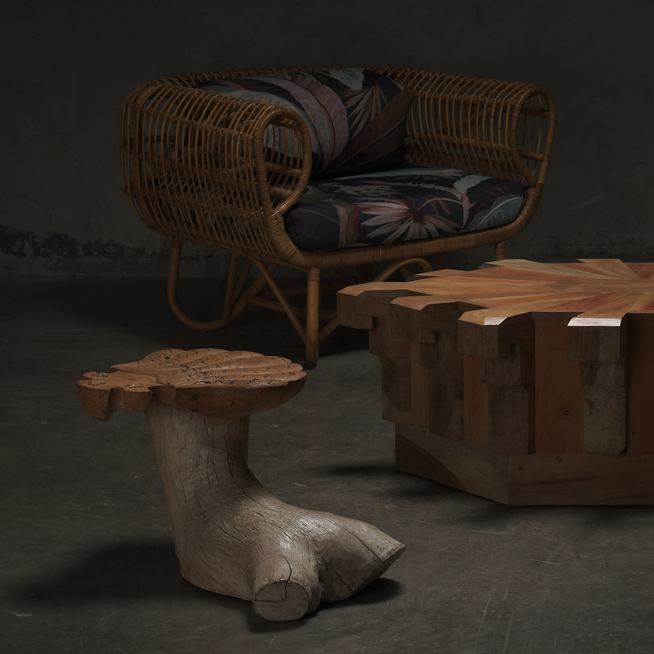 PAIR OF GROTTO STOOLS BY MIKE DIAZ