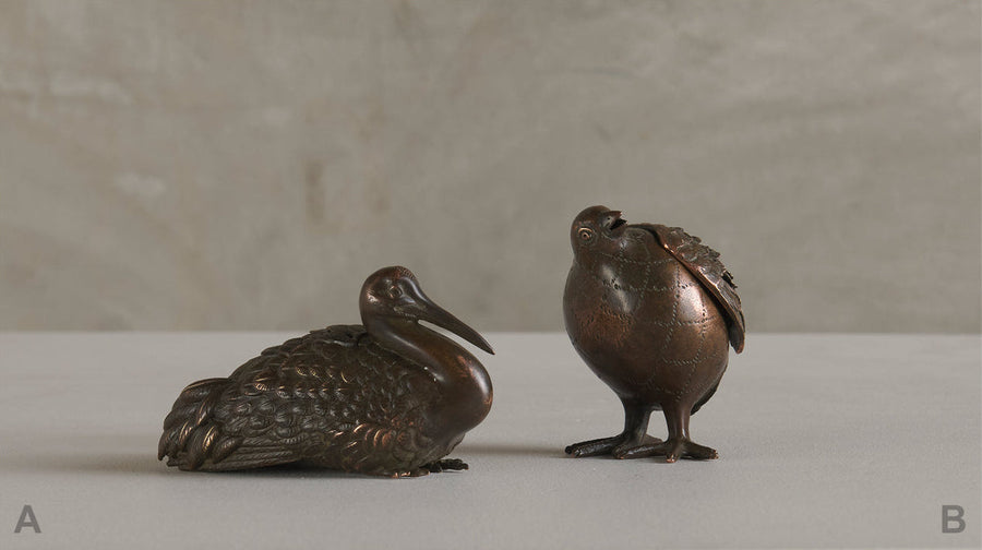 JAPANESE MEIJI PERIOD BRONZE BIRD CENSER(s)