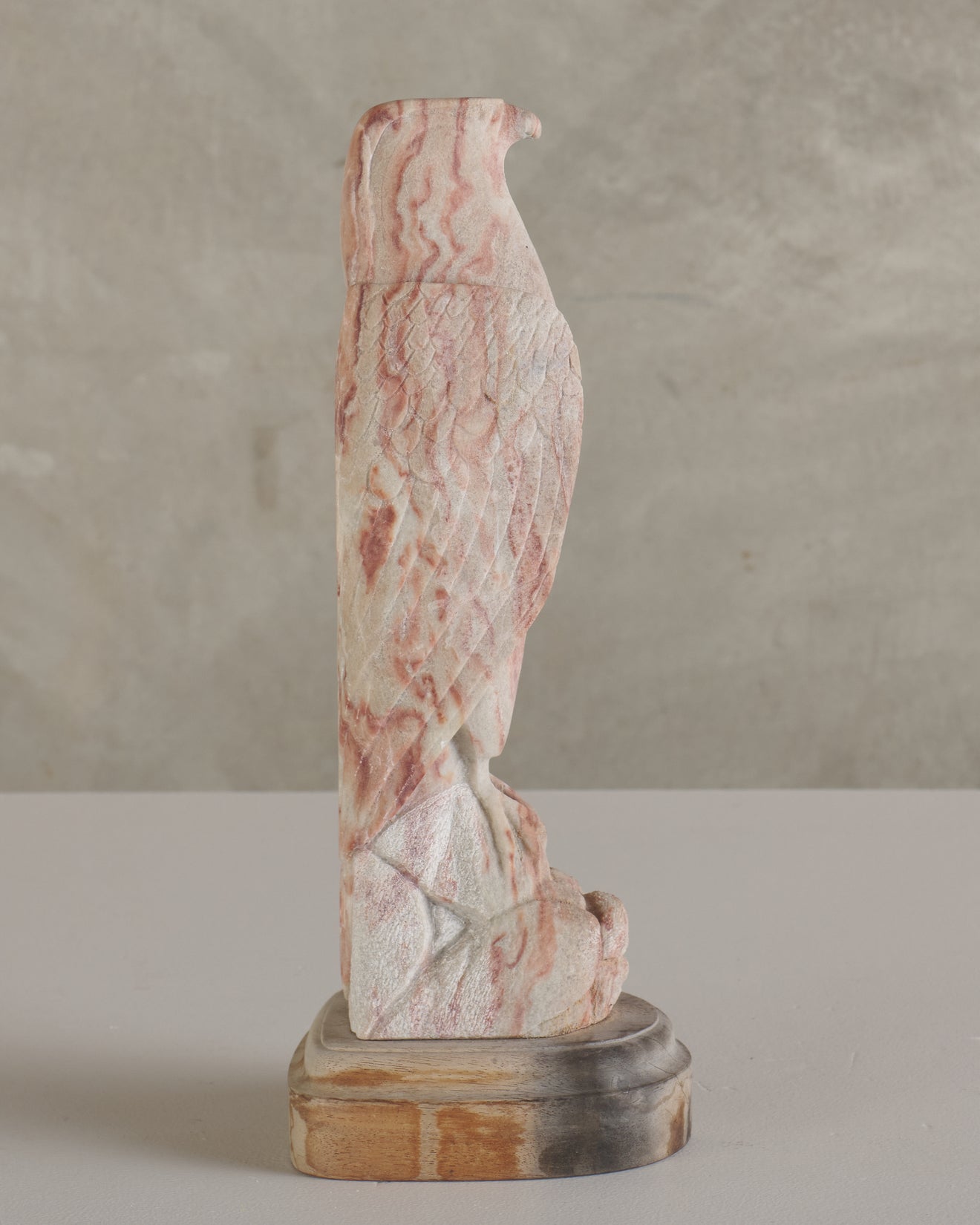 HAROLD DAVIDSON CARVED STONE FALCON FIGURE, 20TH C