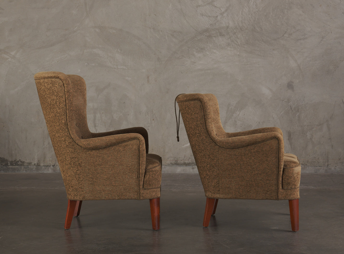 HIS & HERS DANISH 1950'S UPHOLSTERED CLUB CHAIRS