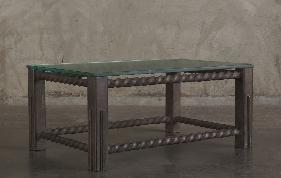 IRON AND GLASS COFFEE TABLE