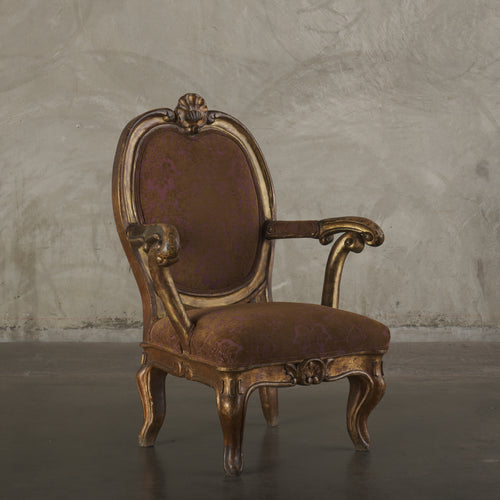 ITALIAN LOUIS XV STYLE FAUTEUIL, 19TH C