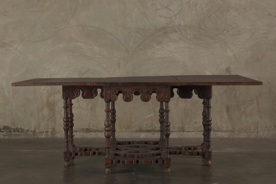 RARE  17th C ITALIAN FOLDING CENTER TABLE WITH DRAWER