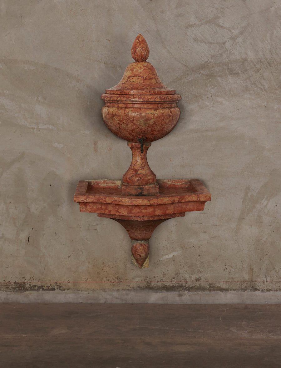 ITALIAN ROUGE MARBLE WALL FOUNTAIN