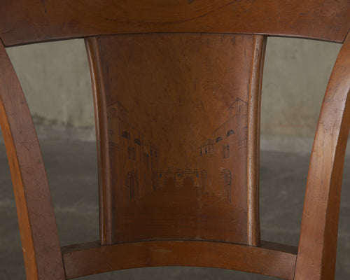 PAIR OF ITALIAN  SIDE CHAIRS WITH MARQUETRY BACKS