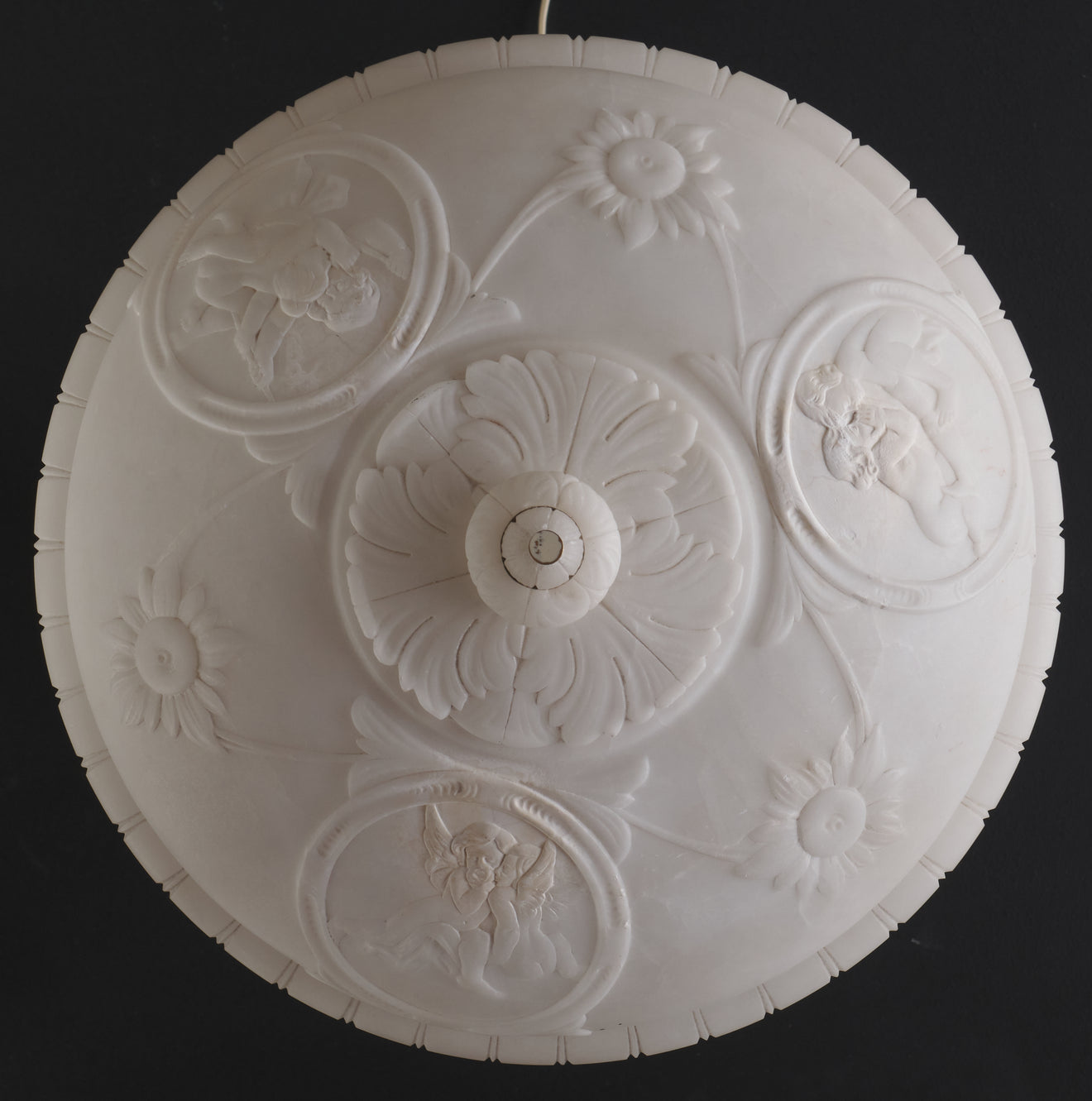 ITALIAN CARVED ALABASTER CLASSICAL REVIVAL PARLOR LAMP, C1910