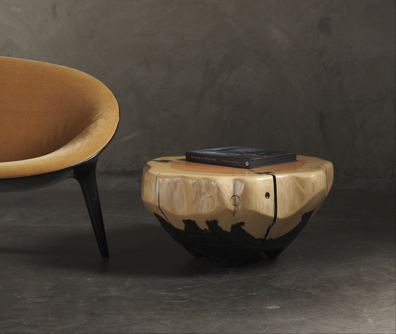 IVORY CEDAR SIDE TABLE BY DAN POLLOCK