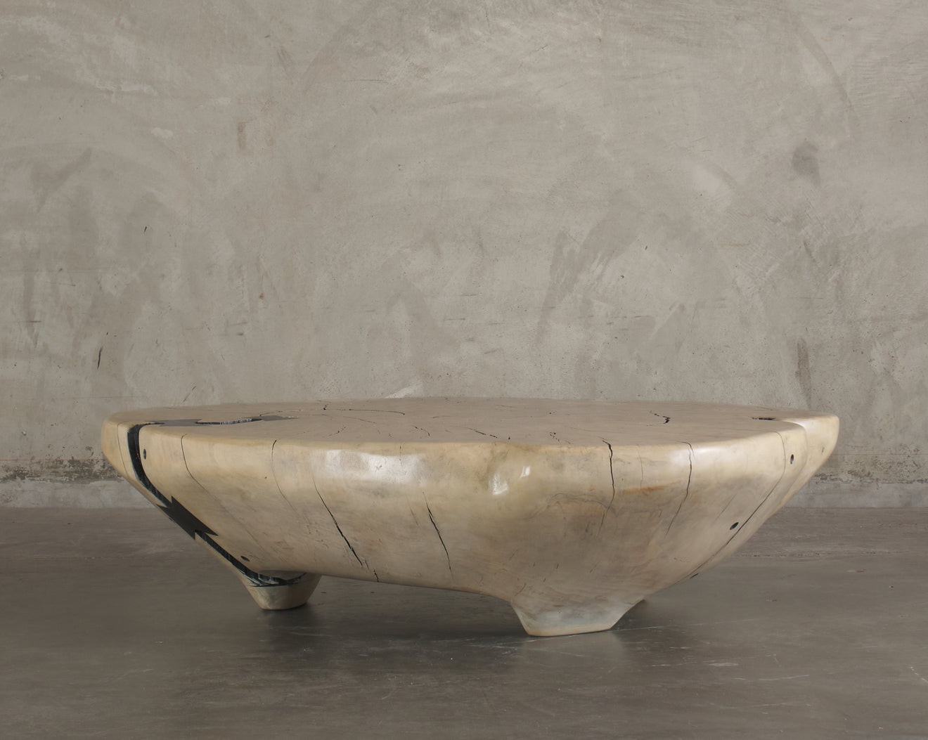 IVORY COTTON WOOD COFFEE TABLE BY DAN POLLOCK