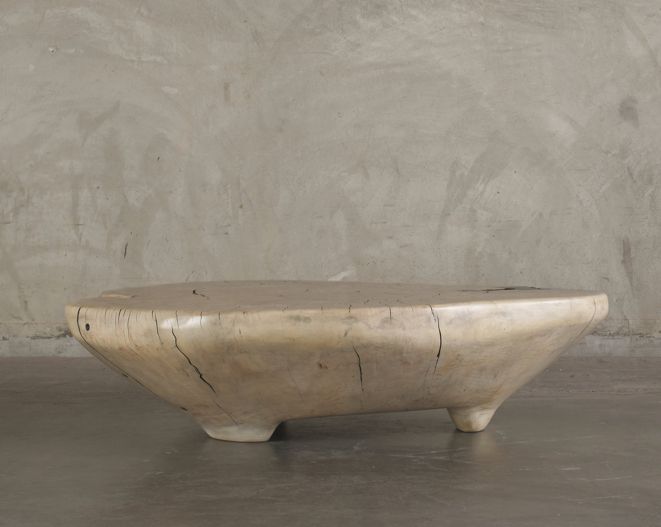 IVORY COTTON WOOD COFFEE TABLE BY DAN POLLOCK