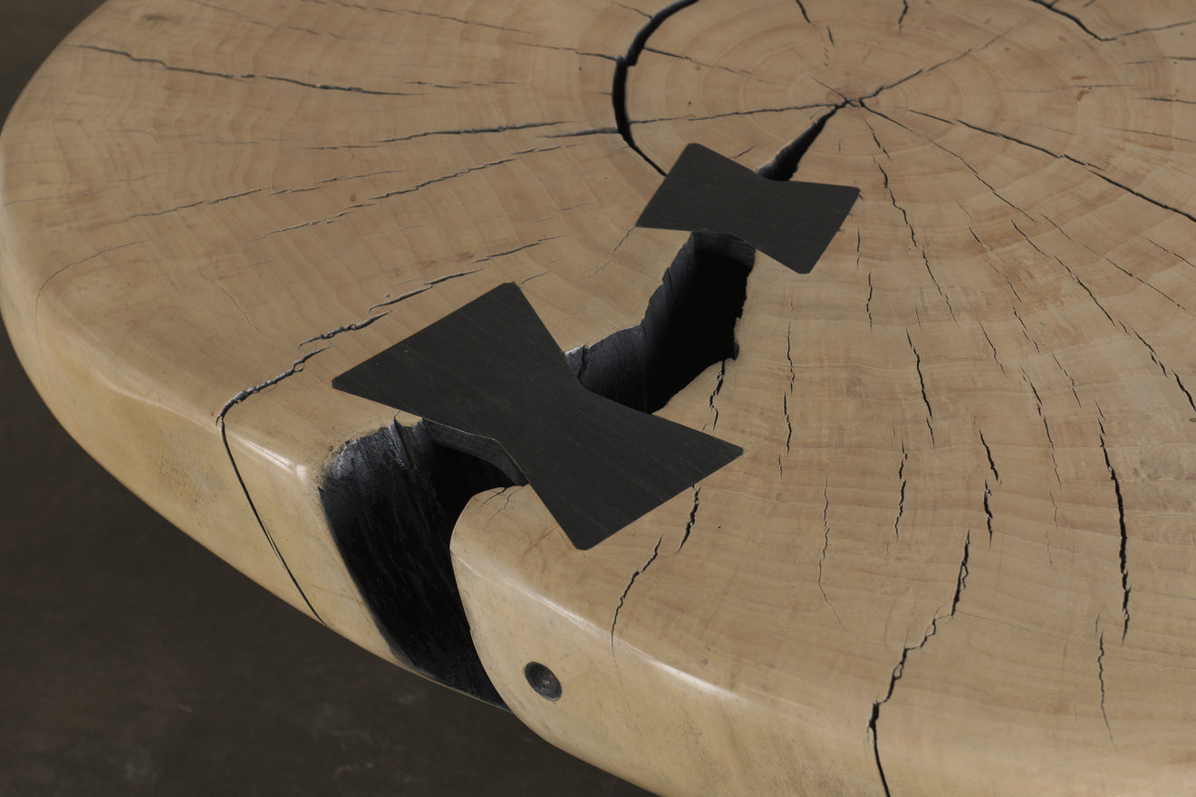 IVORY COTTON WOOD COFFEE TABLE BY DAN POLLOCK