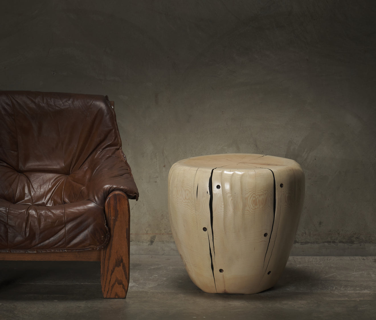 IVORY CEDAR SIDE TABLE BY DAN POLLOCK