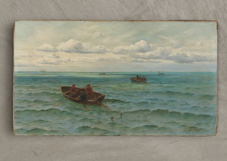 JAMES HENRY SAMPSON (1811-1880) SEASCAPE, SIGNED & DATED 1877 OIL ON CANVAS