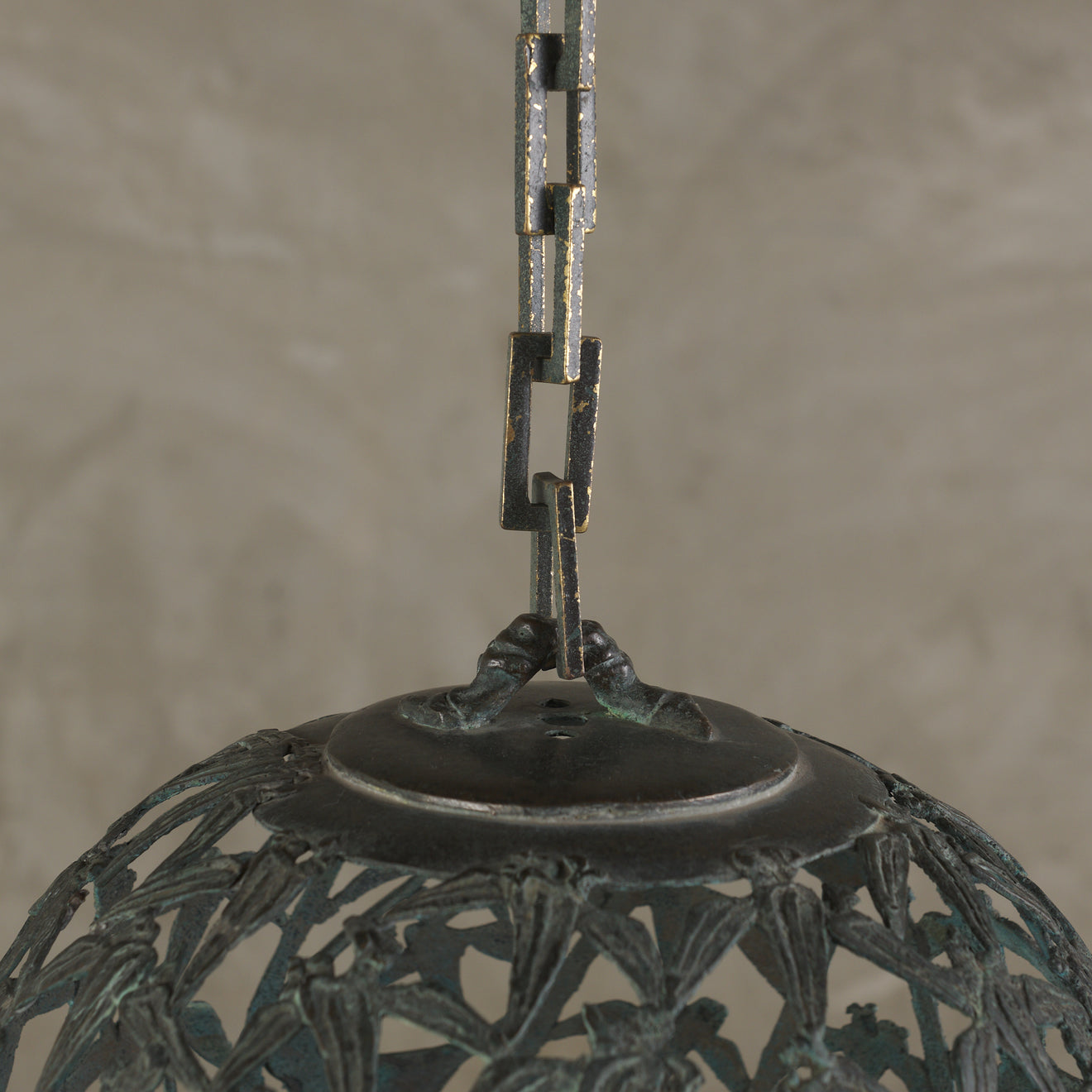 JAPANESE BRONZE HANGING CANDLE LANTERN