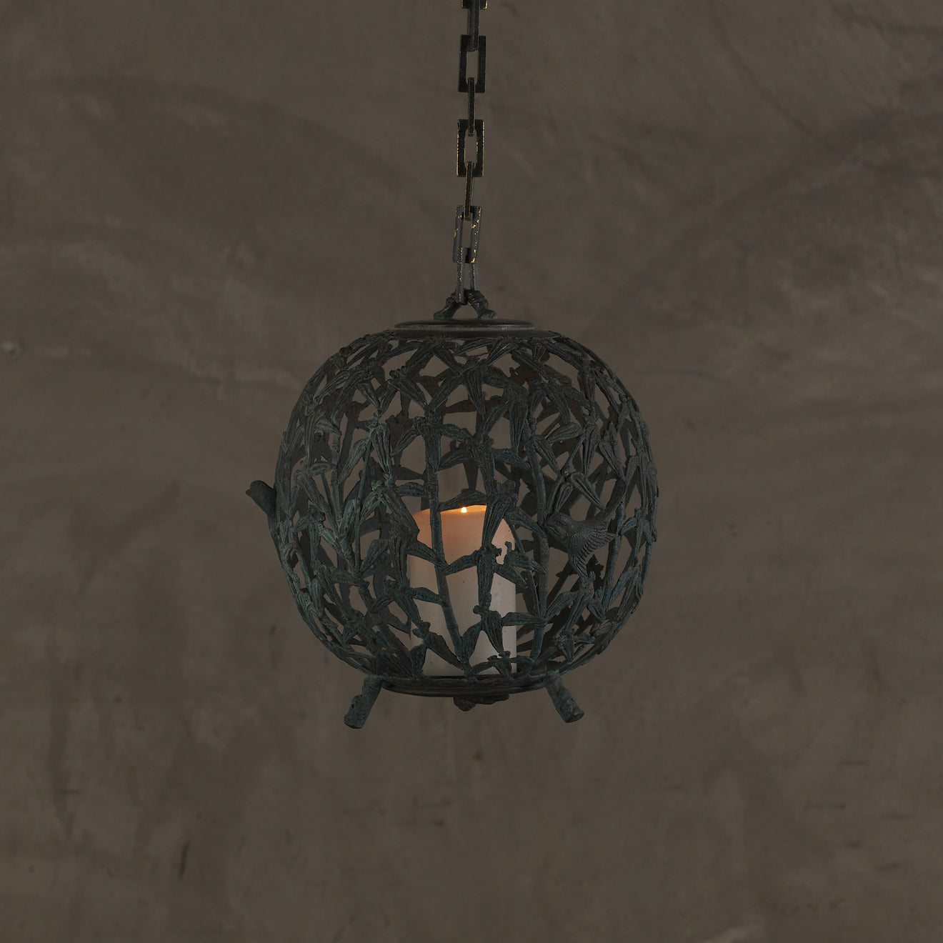 JAPANESE BRONZE HANGING CANDLE LANTERN