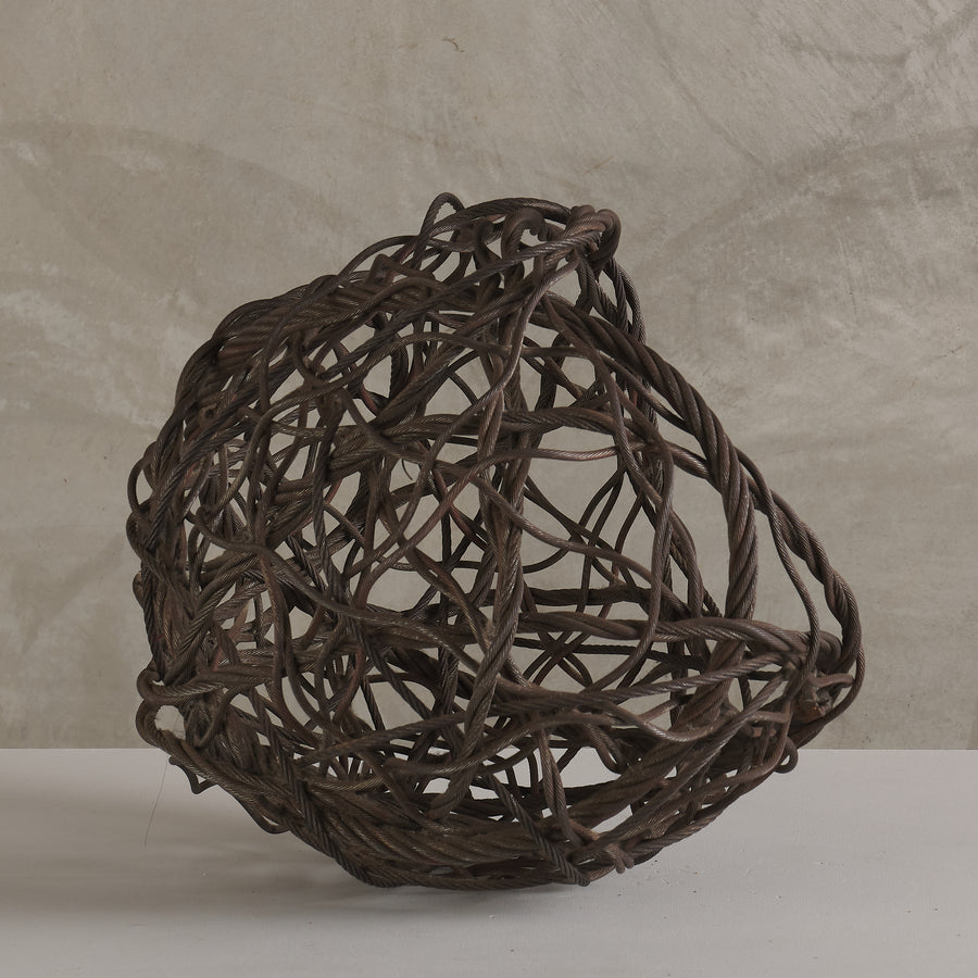 JAPANESE WIRE 'BASKET' SCULPTURE, 20th C