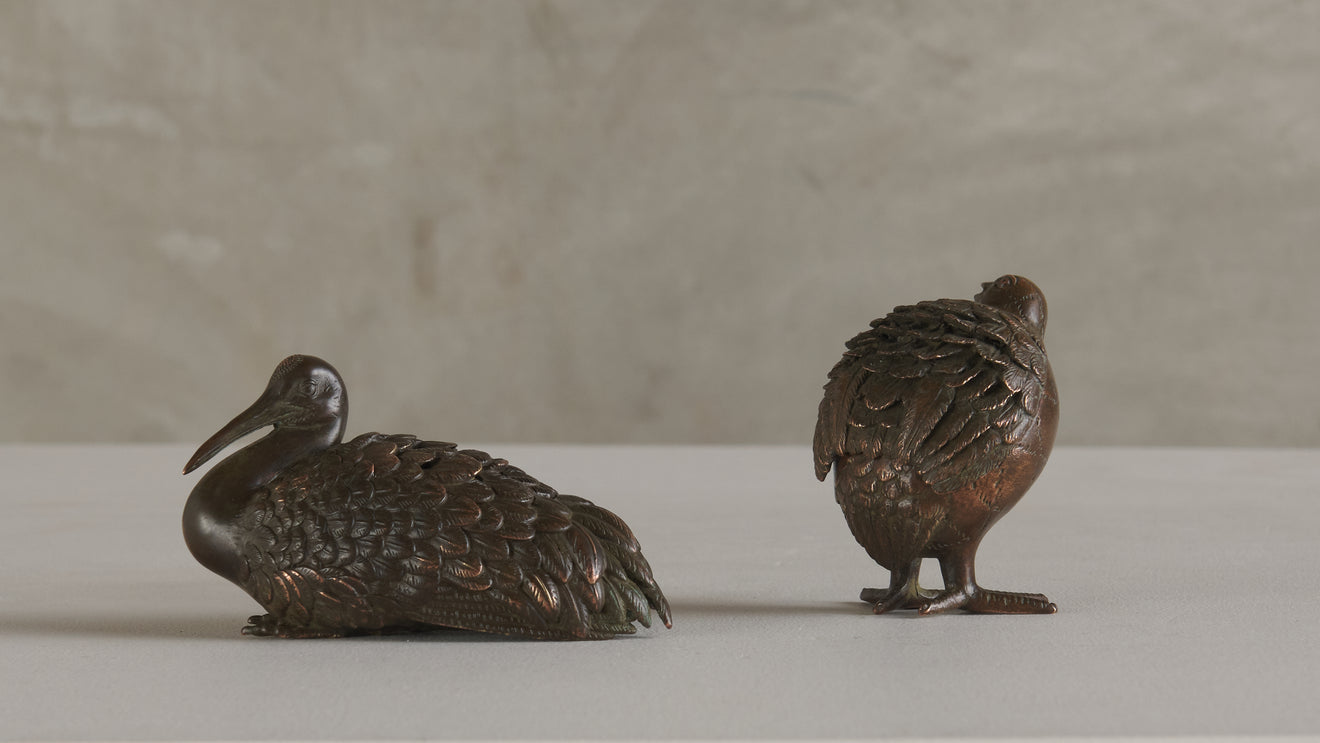JAPANESE MEIJI PERIOD BRONZE BIRD CENSER(s)