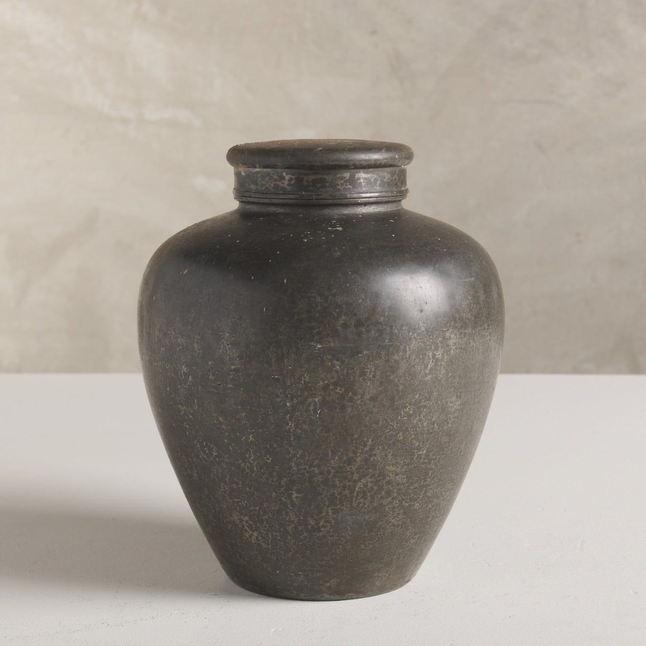 JAPANESE PEWTER COVERED URN, MEIJI PERIOD