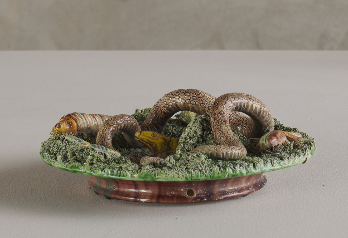 JOSE A CUNHA PALISSY MAJOLICA PLATE, PORTUGAL, C1880