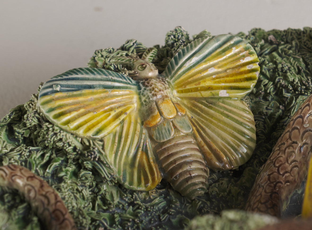 JOSE A CUNHA PALISSY MAJOLICA PLATE, PORTUGAL, C1880