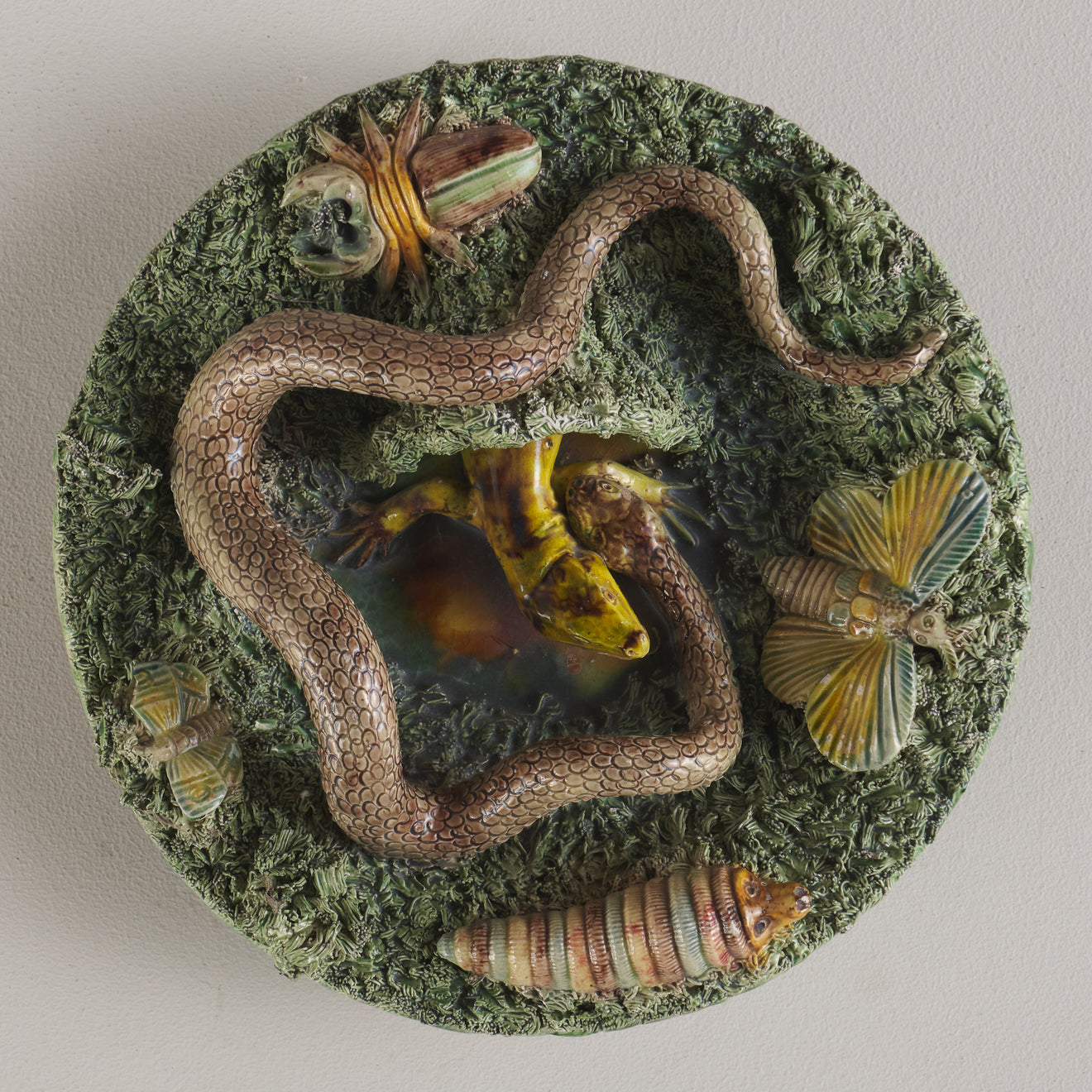 JOSE A CUNHA PALISSY MAJOLICA PLATE, PORTUGAL, C1880