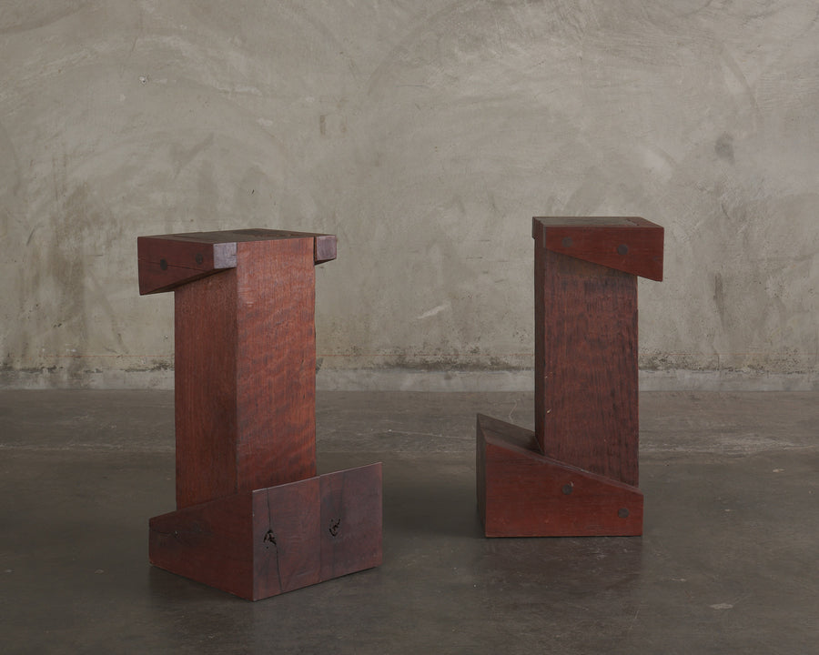 PAIR OF SOLID IPE BAR STOOLS BY ZANINI DE ZANINE DE CALDAS
