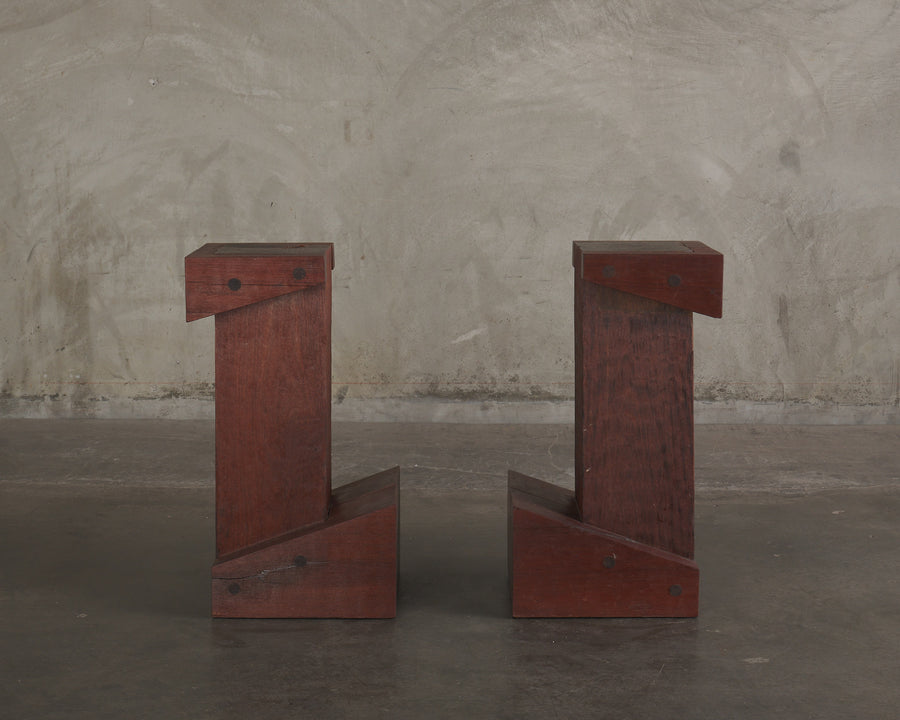 PAIR OF SOLID IPE BAR STOOLS BY ZANINI DE ZANINE DE CALDAS