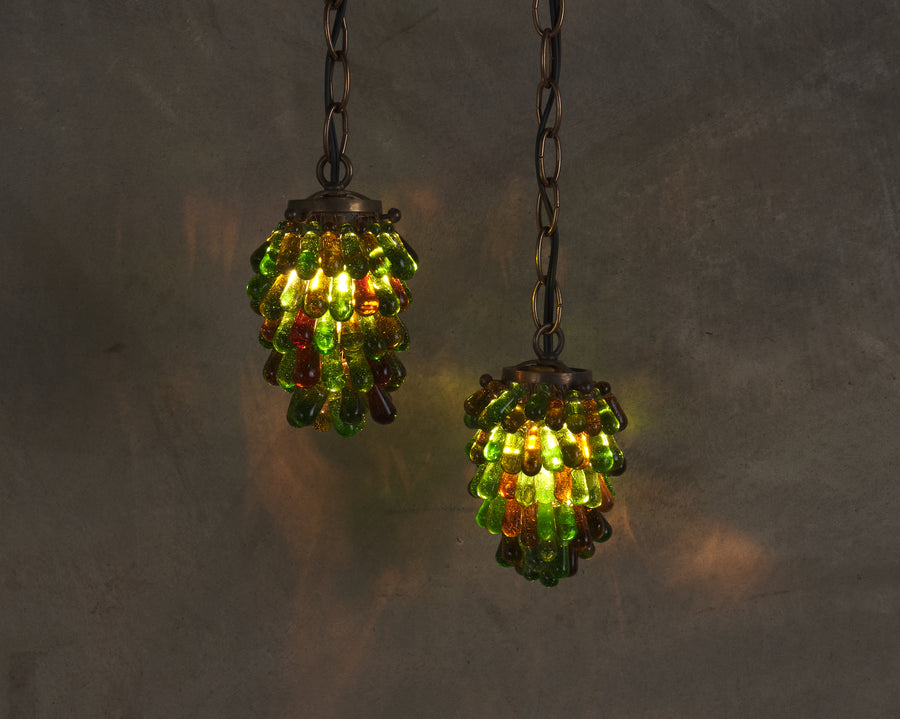 PAIR OF MURANO GLASS GRAPE CLUSTER PENDANTS, ITALY, C1970