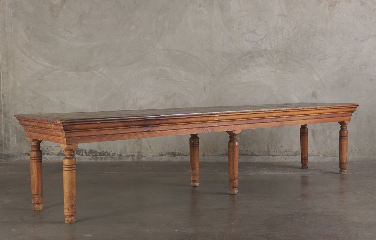 LARGE STRIP CONSTRUCTED CONSOLE TABLE,c1870