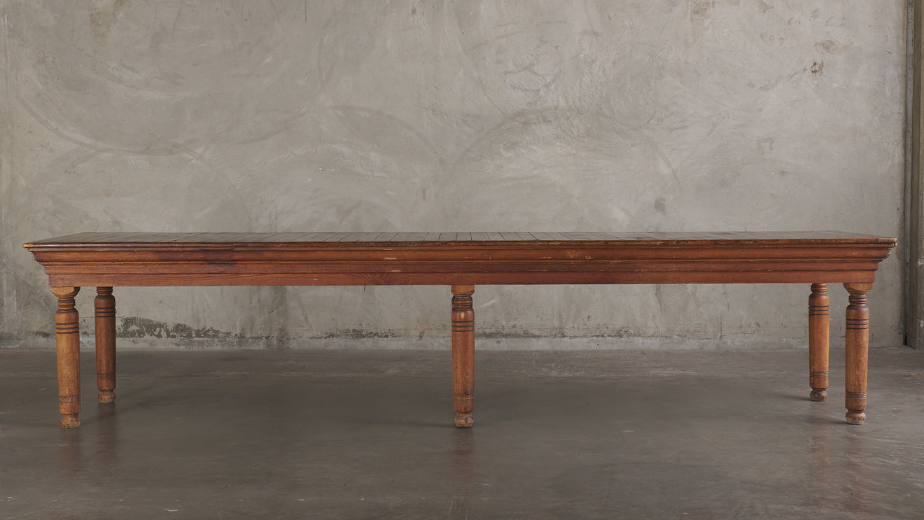 LARGE STRIP CONSTRUCTED CONSOLE TABLE,c1870