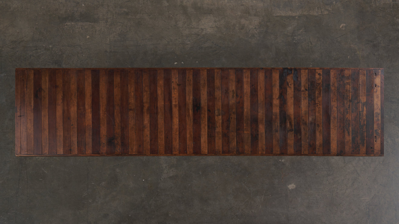 LARGE STRIP CONSTRUCTED CONSOLE TABLE,c1870
