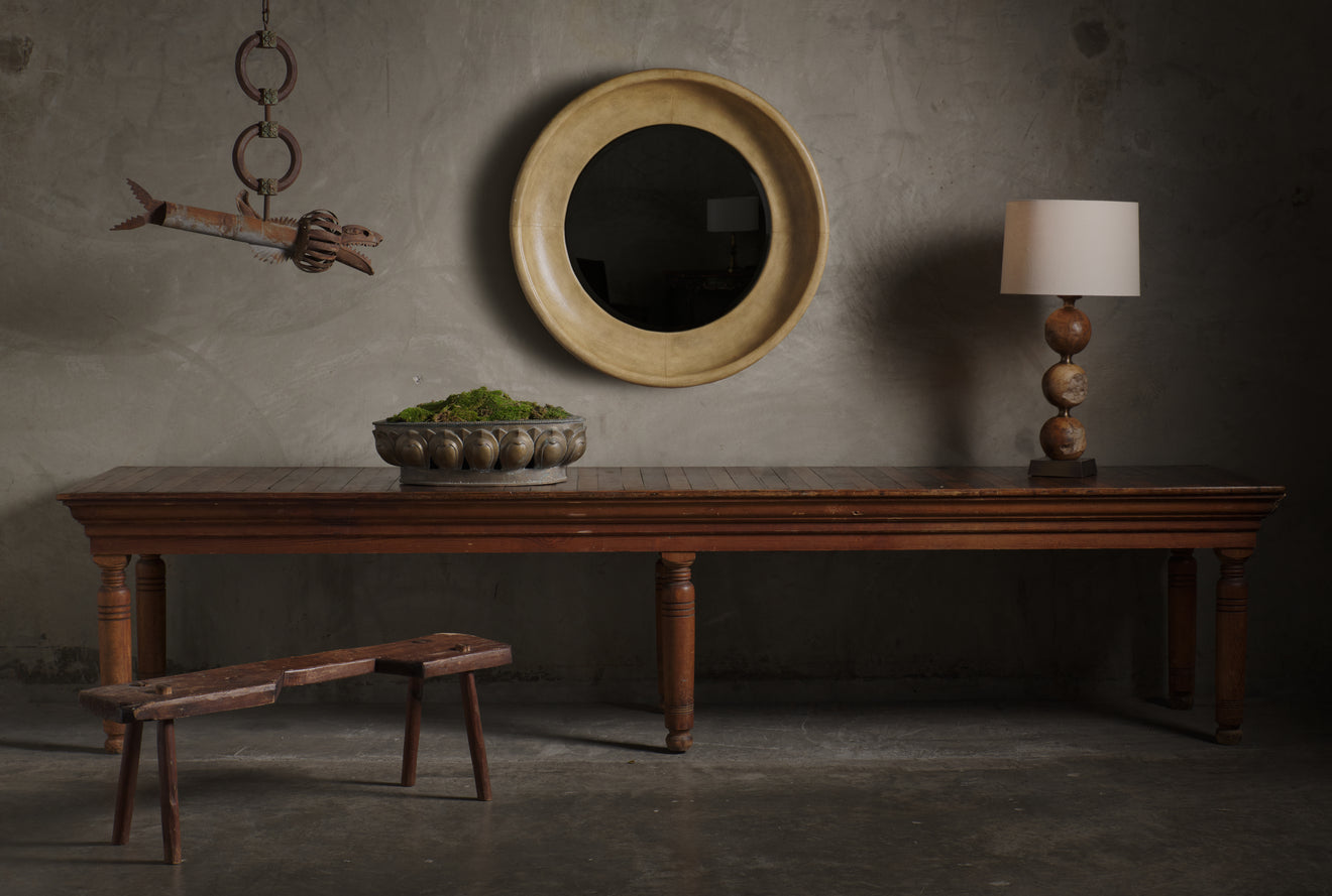LARGE STRIP CONSTRUCTED CONSOLE TABLE,c1870