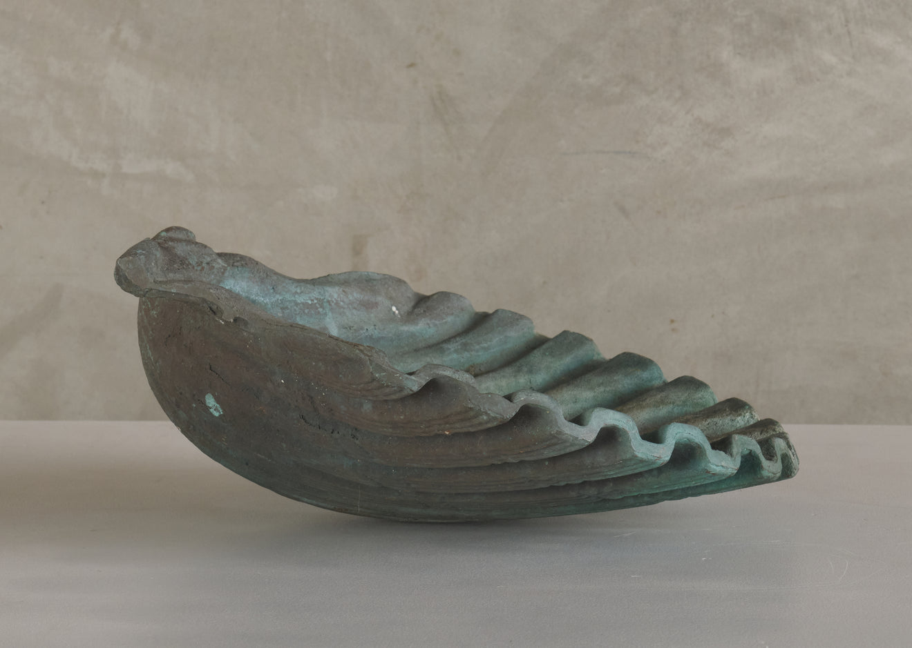 PAIR OF LARGE BRONZE SCALLOP SHELLS, 20TH C