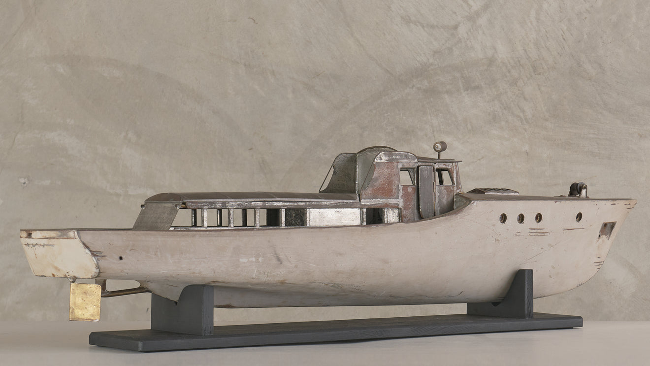 LARGE  METAL MODEL POND YACHT