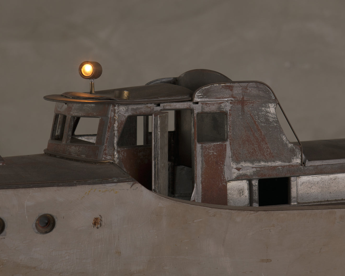 LARGE  METAL FOLK MODEL POND YACHT