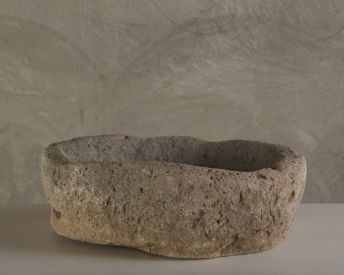 LARGE WEATHERED STONE BASIN