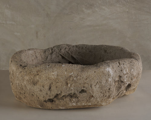 LARGE WEATHERED STONE BASIN