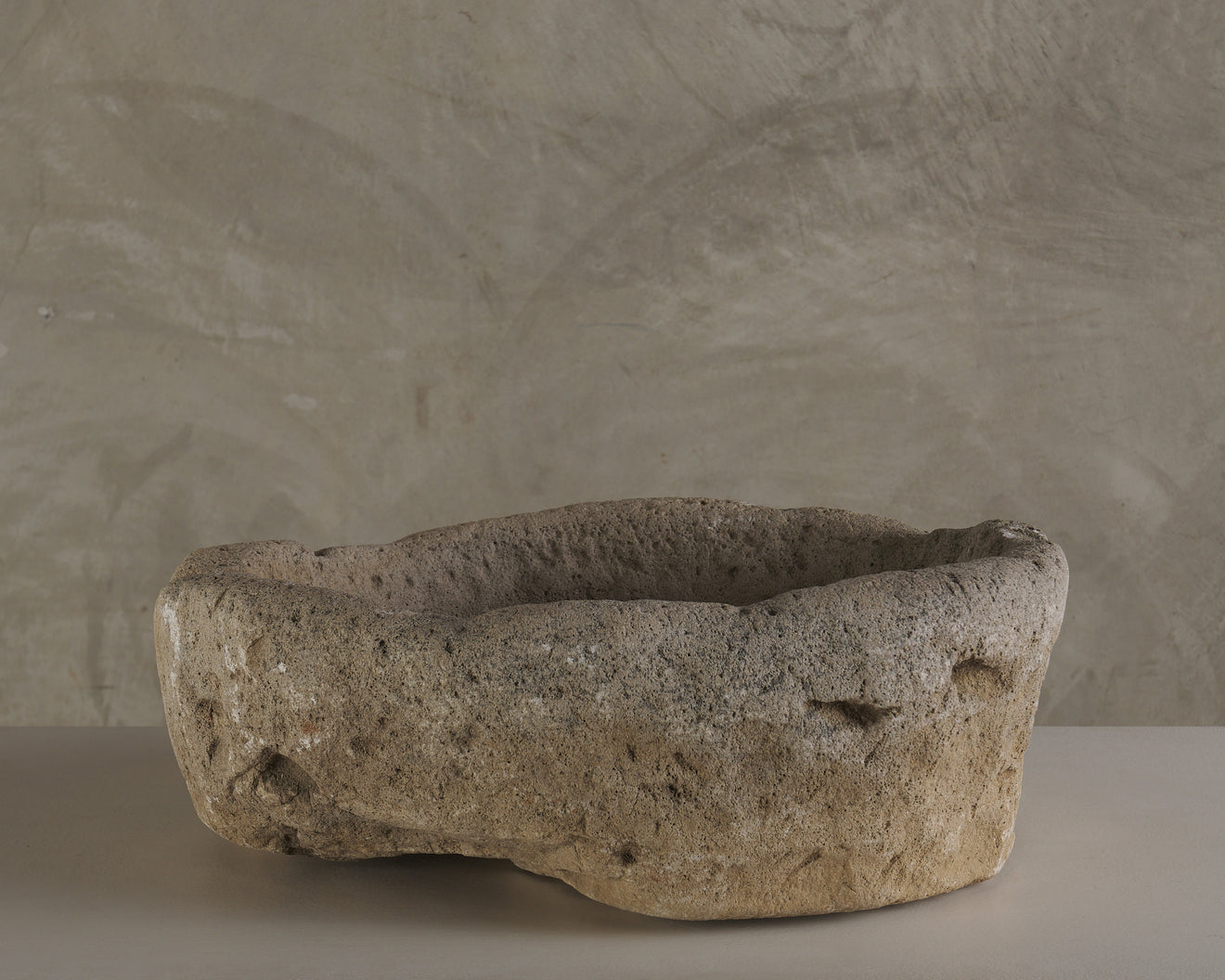 LARGE WEATHERED STONE BASIN