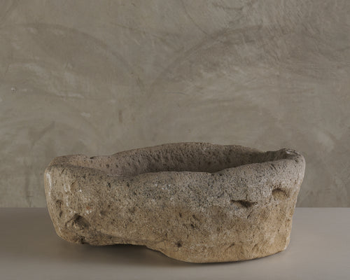 LARGE WEATHERED STONE BASIN