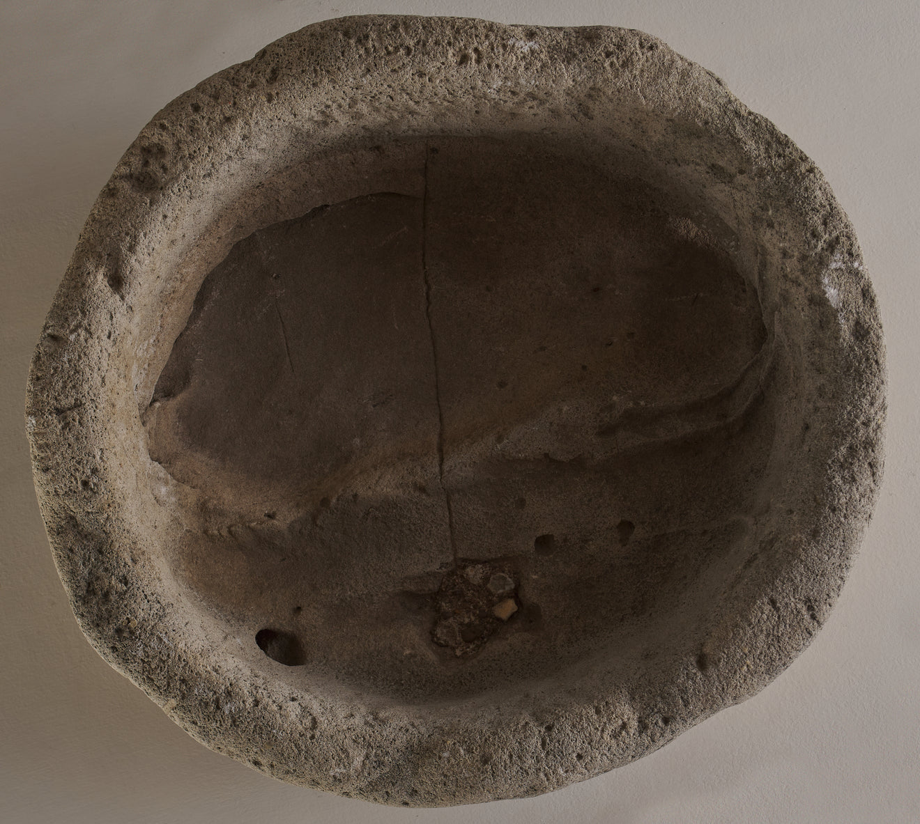 LARGE WEATHERED STONE BASIN