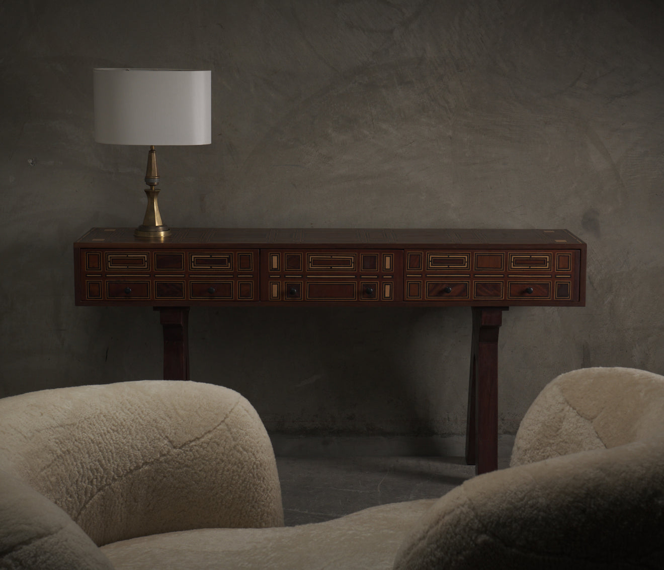 MARQUETRY CONSOLE WITH 3 DRAWERS BY ERNESTO VELAZQUEZ