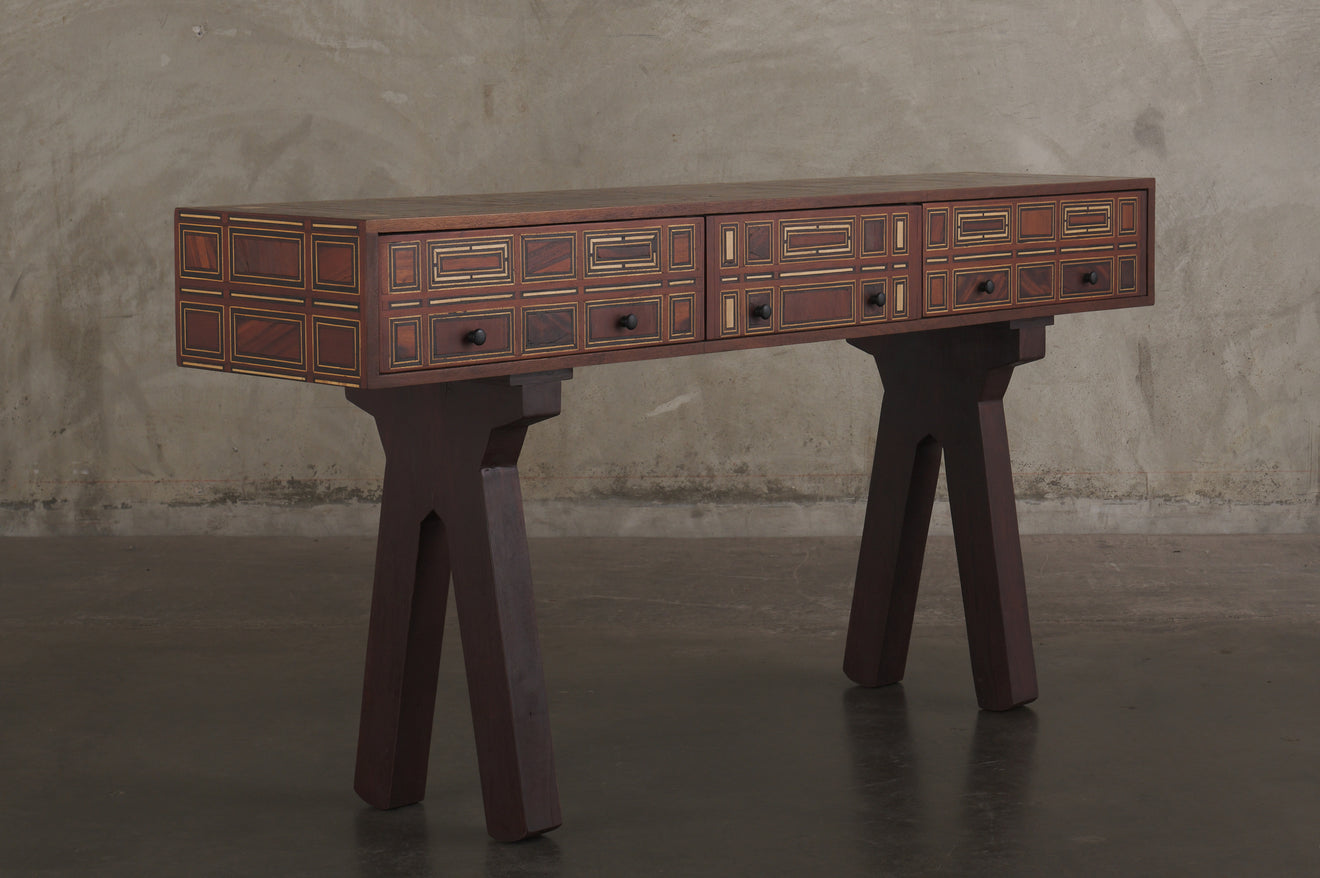 MARQUETRY CONSOLE WITH 3 DRAWERS BY ERNESTO VELAZQUEZ