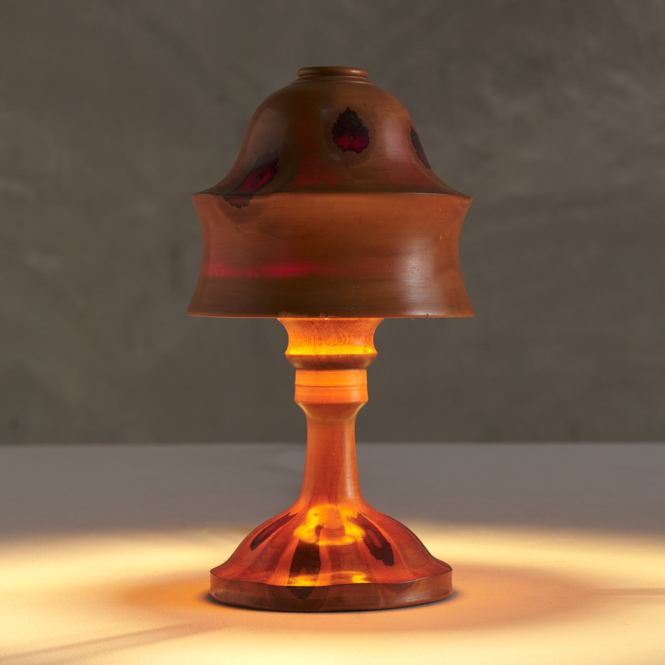 BRAZILIAN BUTTERFLY WOOD MUSHROOM TABLE LAMP