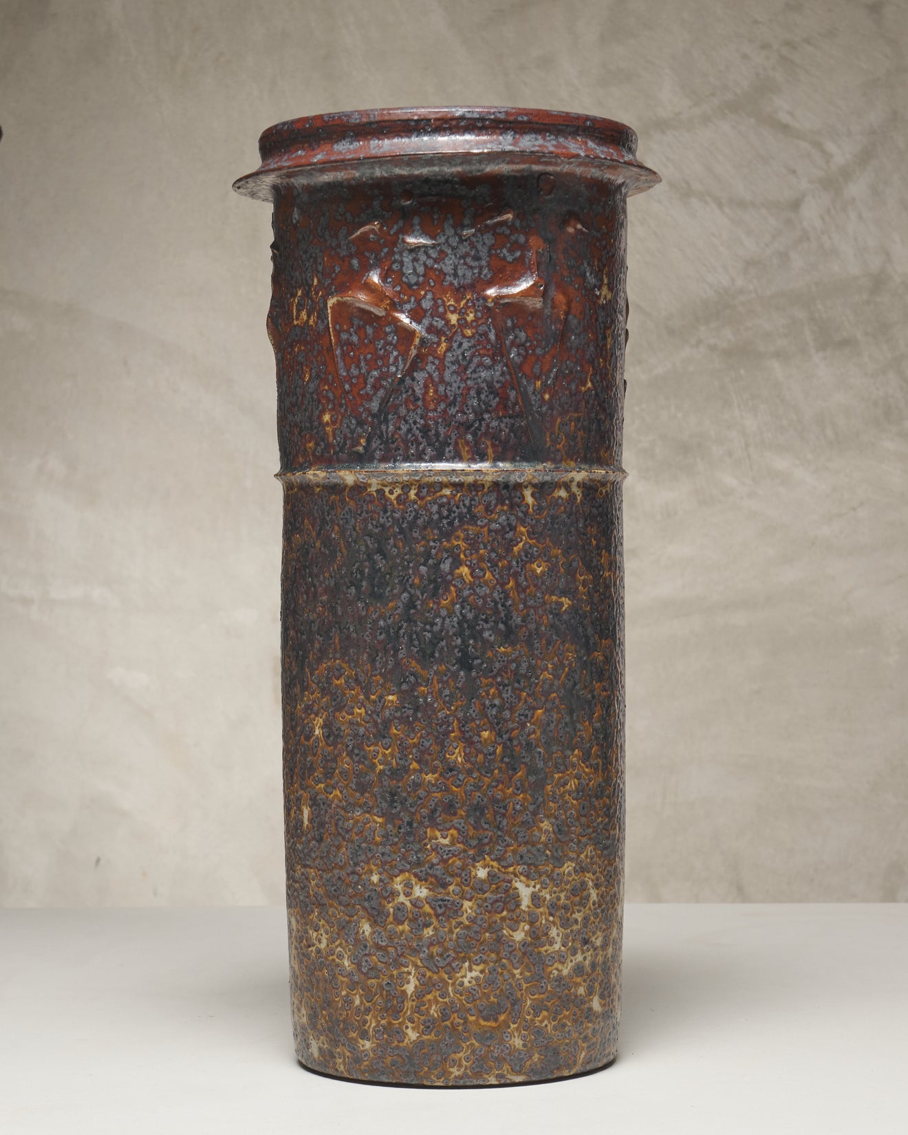 MONUMENTAL SIGNED CLAES THELL STONEWARE VASE, SWEDEN, C1971