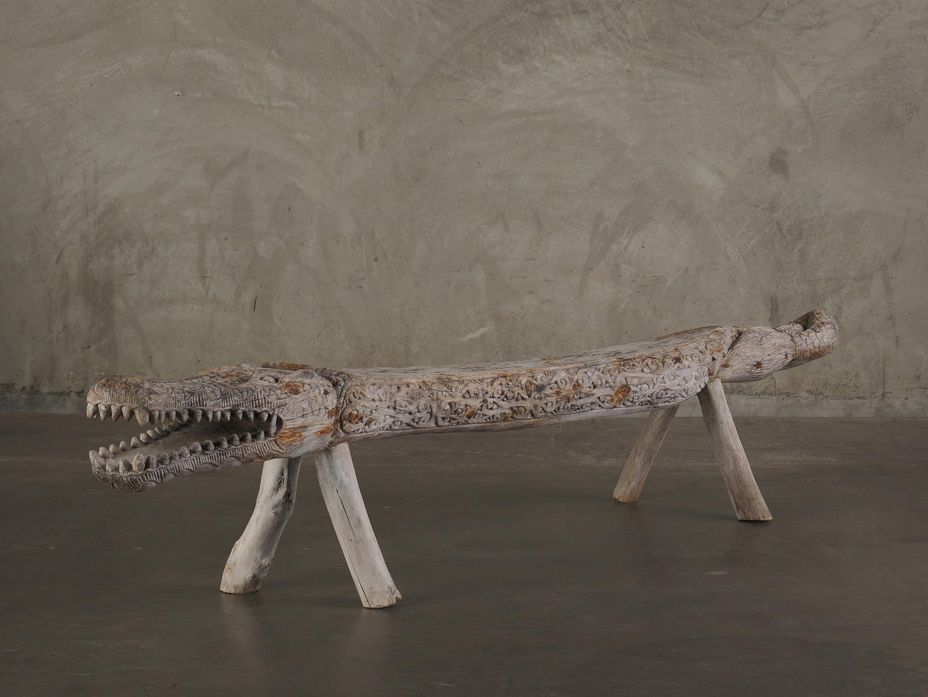 MYTHOLOGICAL CROCODILE BENCH, 20th C
