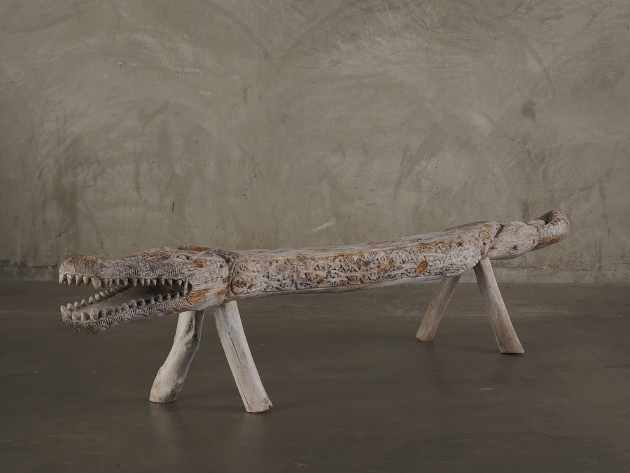 MYTHOLOGICAL CROCODILE BENCH, 20th C