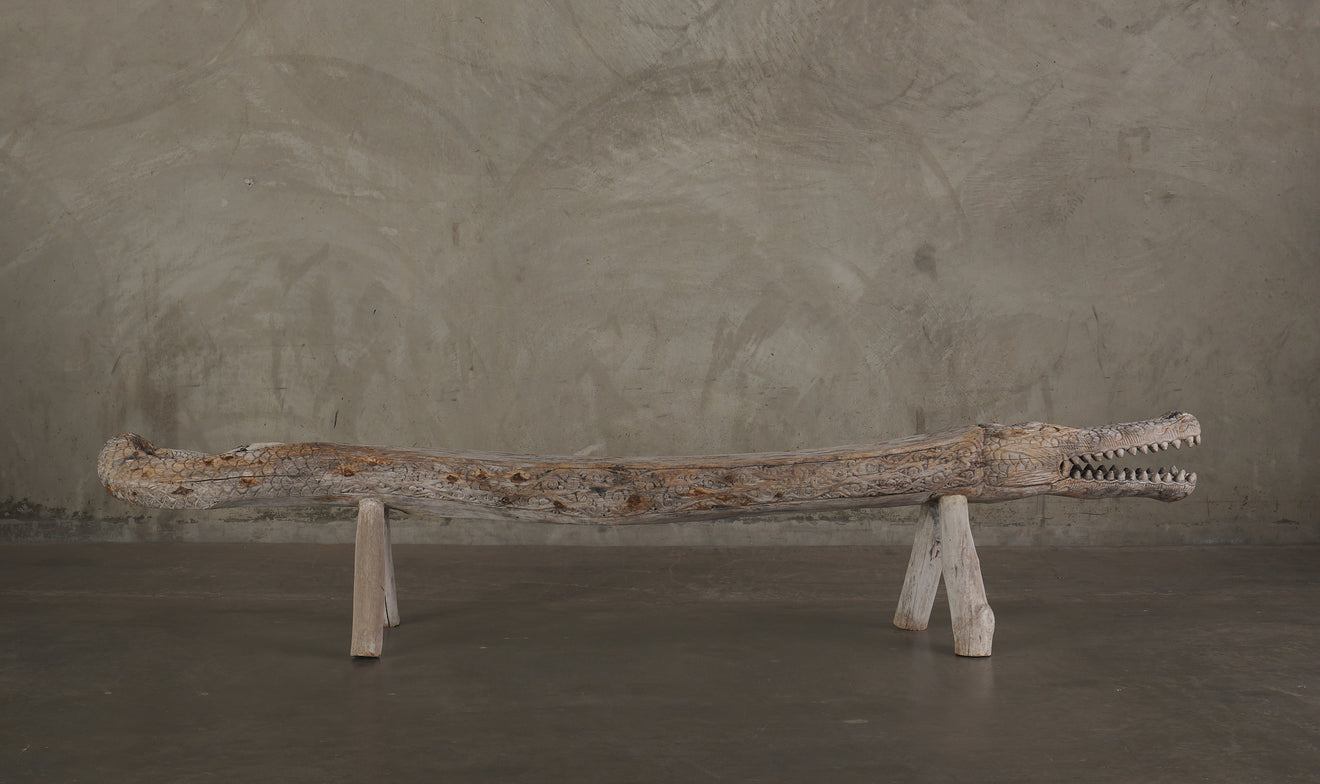 MYTHOLOGICAL CROCODILE BENCH, 20th C