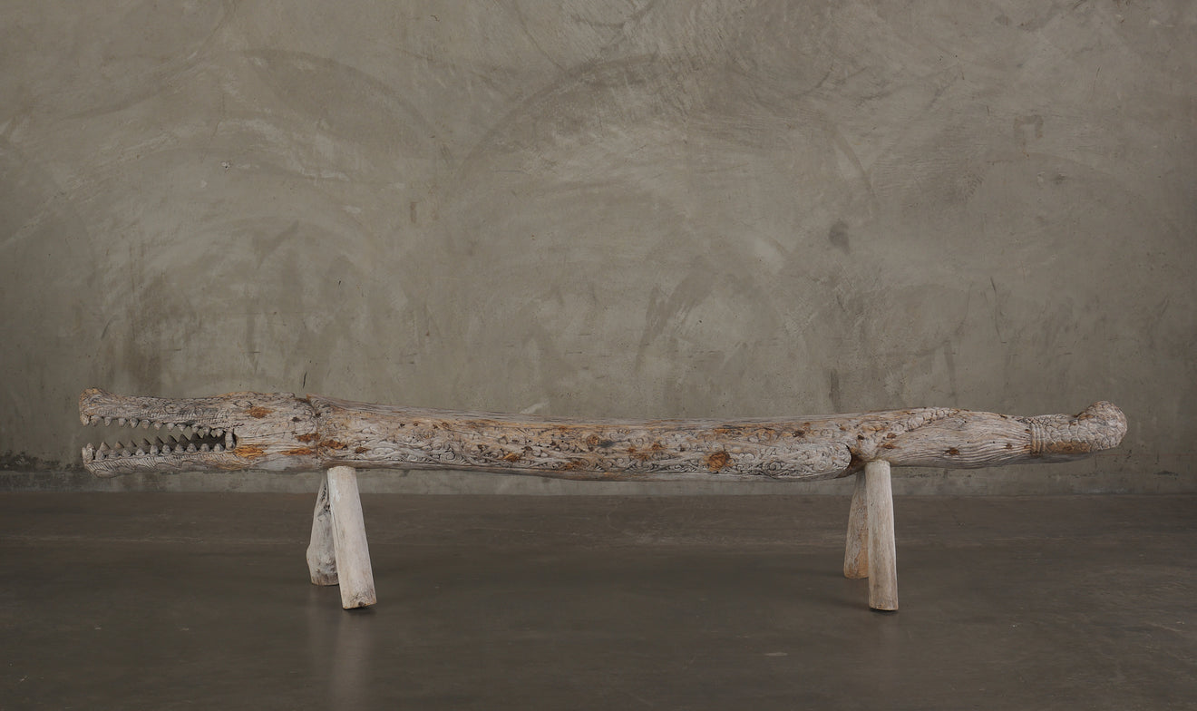 MYTHOLOGICAL CROCODILE BENCH, 20th C