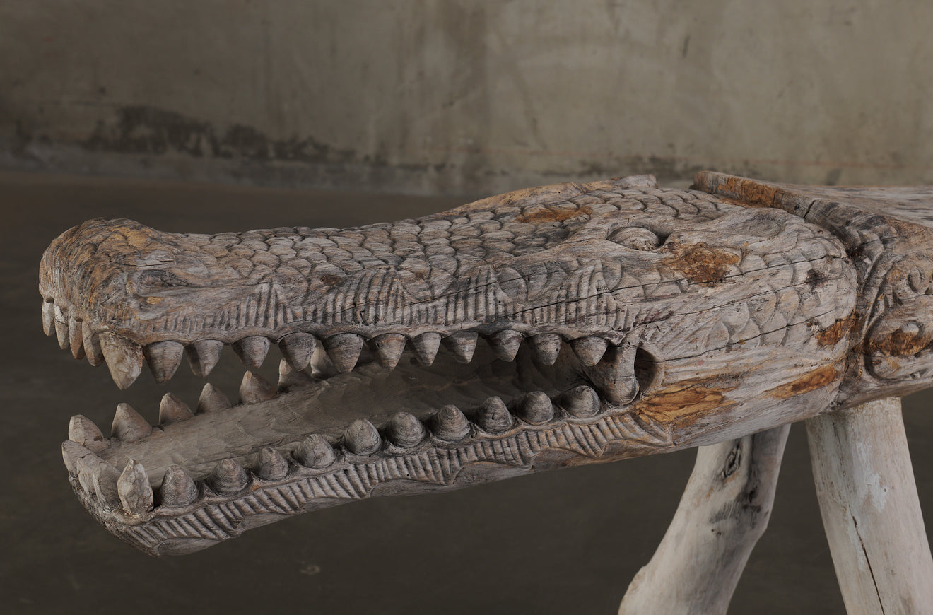 MYTHOLOGICAL CROCODILE BENCH, 20th C