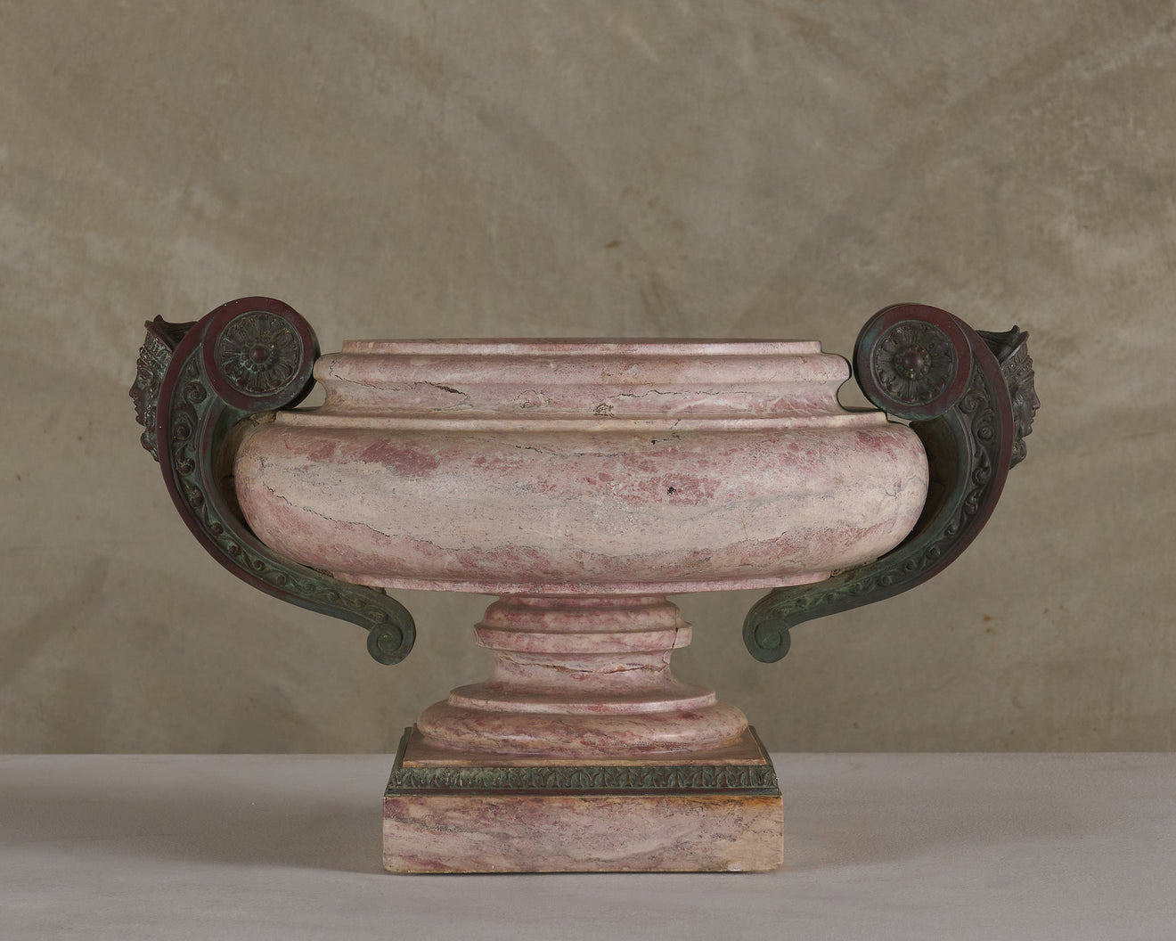 NEO CLASSICAL BRONZE AND MARBLE GARDEN URN